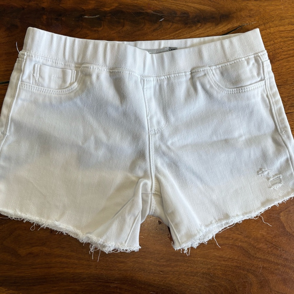 Girls Distressed Cutoff White Denim Shorts